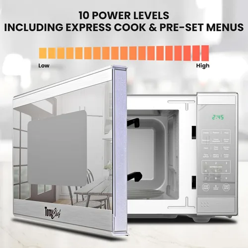 Vista 6 de Total Chef Horno microondas de 0.7 pies cúbicos - Microondas compacto de encimera, pequeño electrodoméstico de cocina de acero inoxidable