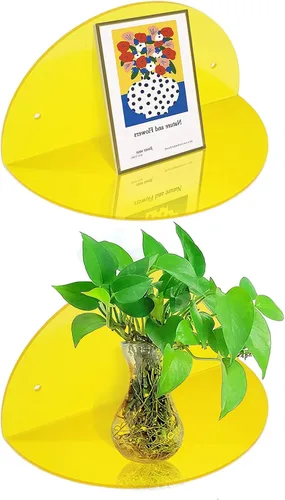 Vista 8 de ROYALITA Estantes Pequeños de Acrílico Decoración de Habitación Estantes Flotantes (Paquete de 2, 8 Pulgadas de Diámetro) - Soporte de Exhibición