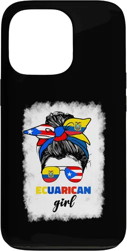 Vista 10 de Funda para iPhone 16, mitad ecuatoriana y puertorriqueña Rico Ecuador Flag Girl Mix