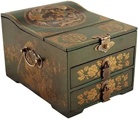 Vista 2 de Caja de recuerdo de joyería china vintage patrón surtido