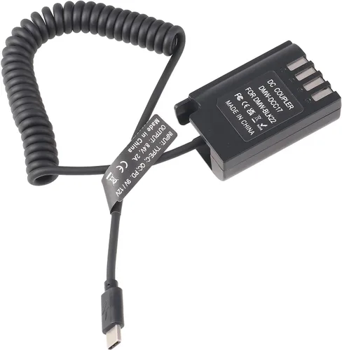 Vista 3 de FocusFoto USB 3.1 USB-C Tipo-C a DMW-BLK22/DMW-DCC17 Cable adaptador de alimentación de batería falsa decodificada para cámara Panasonic Lumix S5