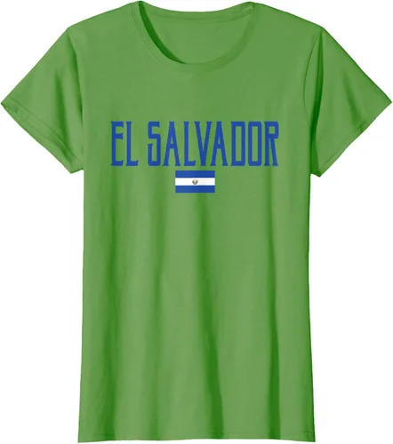 Vista 4 de Camiseta de texto azul con bandera de El Salvador, Negro, S