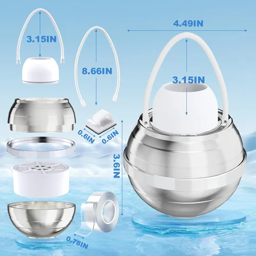 Vista 6 de Filtro de baño para bañera, filtro de agua de bañera para piel y cabello más suaves, filtro de agua de baño de filtración de grado hotelero de 8
