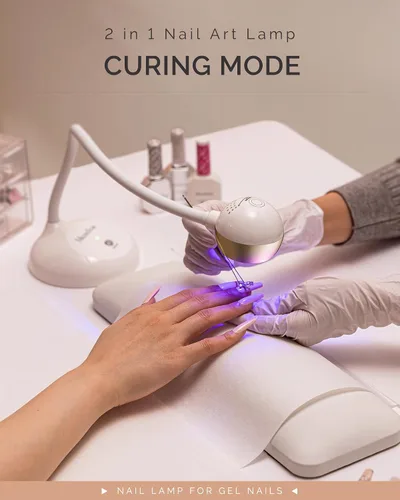 Vista 4 de MelodySusie Lámpara de uñas UV inalámbrica con cuello de cisne con ángulo de luz ajustable, S-Pro09M 2 en 1, recargable, secado rápido, seca todos