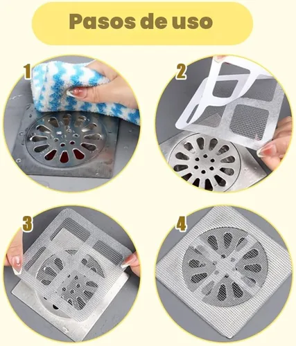 Vista 6 de Atrapapelos Desechable para Desagüe de Ducha, Adhesivos Desechables Atrapapelos para Desagüe, Cubierta de Malla para Desagüe, Protector de Desagüe