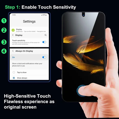 Vista 6 de WSKEN Protector de pantalla para Samsung Galaxy S24 Plus, eliminación automática de polvo, soporte de desbloqueo de huellas dactilares, cobertura