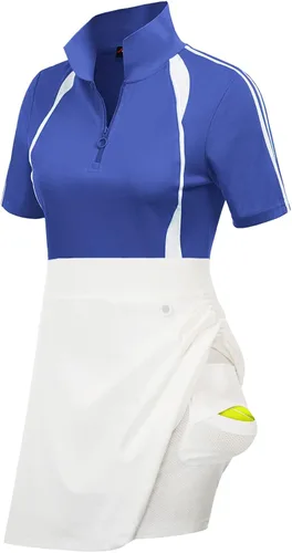 Vista 3 de JACK SMITH Conjunto de camisa de golf para mujer, 2 piezas, sin mangas, plisada, de secado rápido, con bolsillos, para atletismo, S-XXL