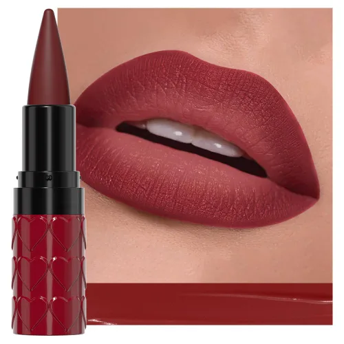 Vista 56 de evpct Combo de delineador de labios metálico rosa brillante y lápiz labial, lápiz labial con punta de cono para mujer, de larga duración