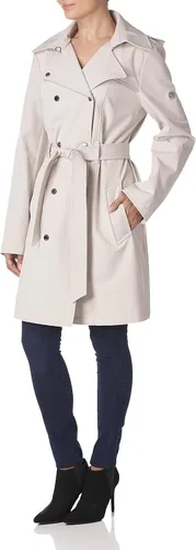 Vista 2 de Calvin Klein Women's Double Breasted Belted Rain Jacket with Removable Hood