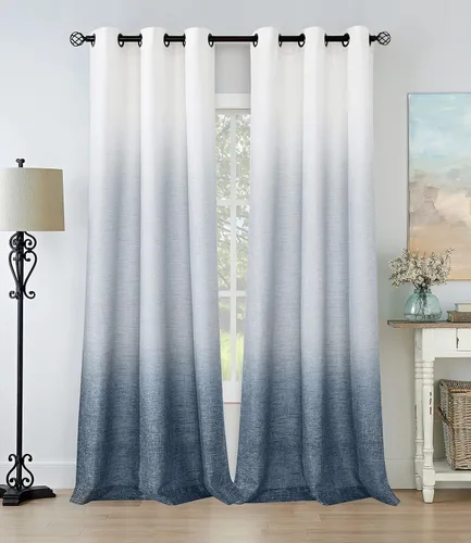 Vista 15 de Central Park Panel de cortina de ventana degradado de lino con estampado en tela de mezcla de rayón, tratamientos para sala de estar/dormitorio Gris