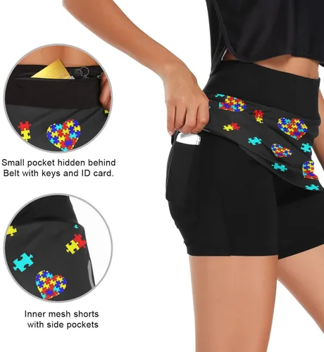 Vista 6 de Cindly Women Tennis Skirts Golf Skorts with Pockets Autism Awareness