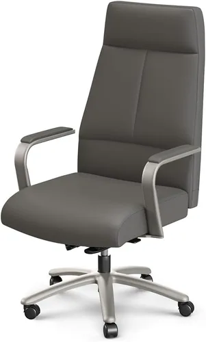 Vista 6 de NBF Silla de oficina giratoria ergonómica con respaldo alto y asiento tapizado Gris
