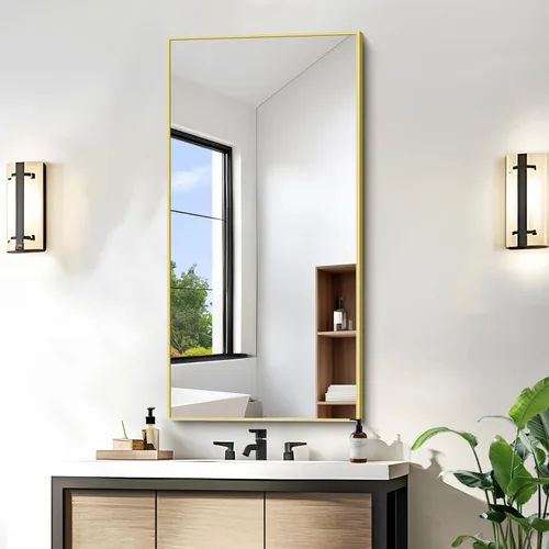 Vista 12 de KOCUUY Espejo de baño negro, espejo rectangular de 24 x 18 pulgadas para sobre el fregadero, espejo de pared decorativo moderno para dormitorio