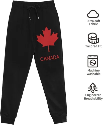 Vista 5 de Canada Maple Leaf Men's Joggers Pants with Pockets Athletic Loose-Fit Sweatpants for Workout, Running, Training Black