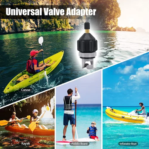 Vista 6 de Paquete de 2 adaptadores inflables de bomba de tabla de remo (SUP), adaptador universal estándar Schrader de válvula de aire, convertidor