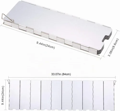 Vista 6 de Estufa de camping de 10 placas Parabrisas plegable con estuche Parabrisas para estufa de camping de 10 placas