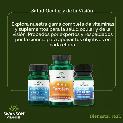 Vista 6 de Swanson Betacaroteno Vitamina A 25,000 UI Suplemento para la salud de los ojos y la piel para adultos que buscan la visión y el apoyo inmunológico