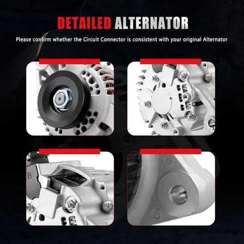 Vista 5 de Alternador compatible con Nissan para Pickup L4 2.4L 1995-1997, 60Amp/12Volt alternador de alto rendimiento reemplaza 1-2002-01HI AHI0016