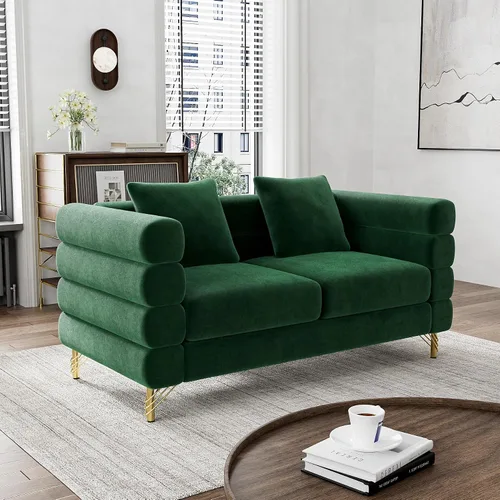 Vista 7 de Wrofly Sofá Nube para Sala de Estar, Loveseat Moderno de Terciopelo de Asiento Profundo Muy Acolchado de 59" con 2 Almohadas, Cómodo Sofá de Amor