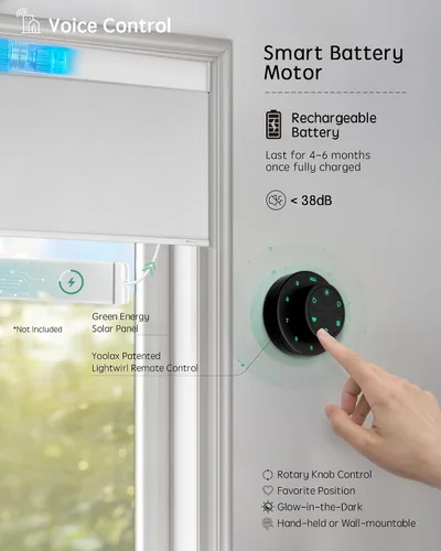 Vista 4 de Yoolax Persianas enrollables motorizadas con control remoto, persianas inteligentes impresas con imagen personalizada que funcionan con Alexa