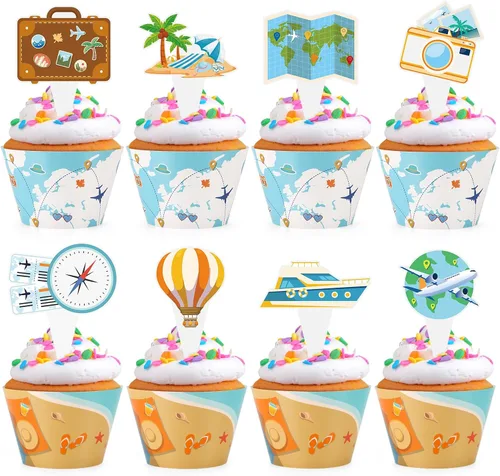 Vista 18 de 48 paquetes de toppers y envolturas de cupcakes de coche de carreras, decoración de pastel de fiesta de carreras con temática de carreras y cuadros