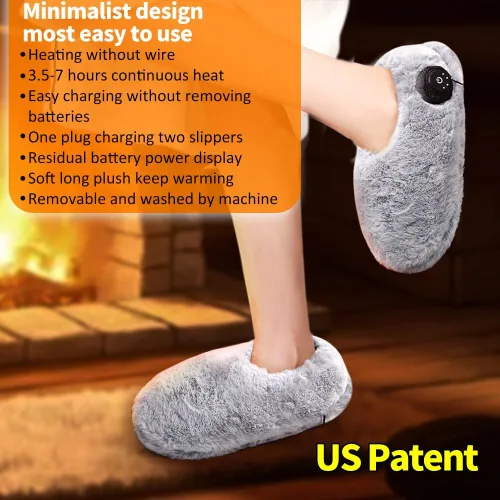 Vista 2 de Pantuflas térmicas para pies fríos, almohadilla térmica eléctrica portátil para mujer, recargable, 3-6 horas de calefacción, alimentadas por batería