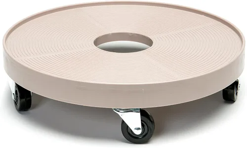 Vista 14 de Carrito de plantas rodante de 16 pulgadas con ruedas y orificio de drenaje, plataforma de plantas resistente con rueda de bloqueo, base de maceta