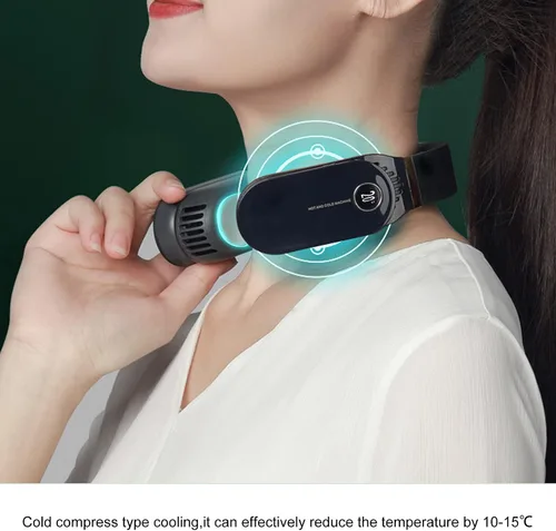Vista 4 de Zerodis Ventilador de cuello de aire acondicionado portátil, enfriador de cuello 2 en 1 y calentador de aire acondicionado portátil para viajes a