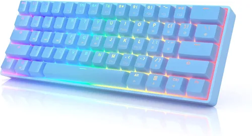 Vista 7 de HK GAMING GK61 - Teclado mecánico para juegos con 61 teclas multicolor RGB retroiluminadas por LED, con cable, programable, para PC/Mac Lavanda