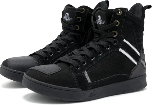 Vista 10 de BORLENI Botas de motocicleta para calle, zapatos de conducción antideslizantes, para senderismo al aire libre, trabajo, zapatos de trabajo