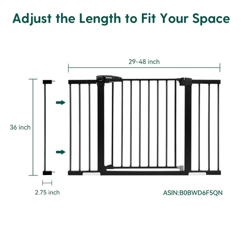 Vista 2 de BABELIO Extensor de puerta de metal para bebé/perro, extensión de puerta negra para mascotas de 2.75 pulgadas, accesorios extra anchos para puertas