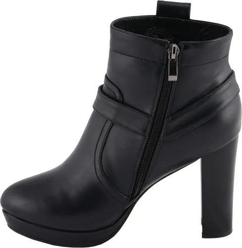 Vista 7 de Milwaukee Leather MBL9432 - Botines negros con arnés para mujer con tacón de bloque