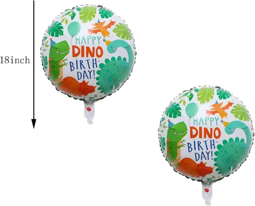 Vista 3 de 5 globos de dinosaurio de 35 pulgadas para decoración de cumpleaños para niños, globos de dinosaurio de papel de aluminio verde para Wild One Baby