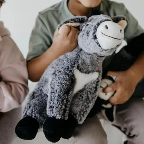 Vista 4 de The Petting Zoo Peluche de burro, regalos para niños, animales de granja Wild Onez, juguete de peluche de burro de 12 pulgadas