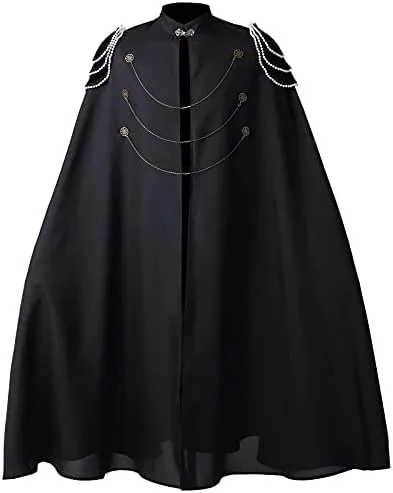 Vista 6 de COSDREAMER Capa de disfraz de bruja para hombre, capa medieval renacentista