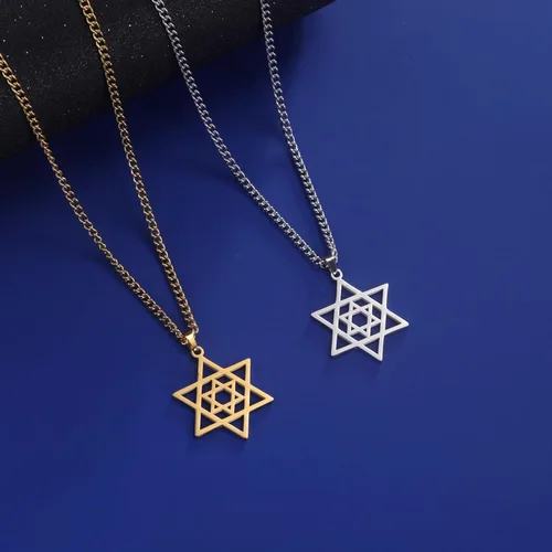 Vista 23 de EUEAVAN Collar con dije de estrella de David contra el mal de ojo de seis puntas con dije de estrella de David, hexagrama demoníaco religioso