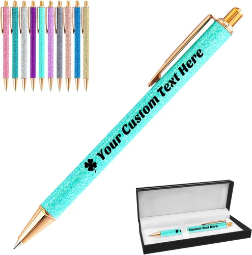 Vista 44 de 10 bolígrafos personalizados con purpurina, bolígrafos impresos personalizados a granel, bolígrafos retráctiles de tinta negra para graduación