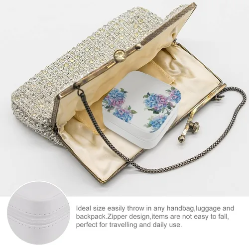 Vista 3 de Caja de joyería de viaje pequeña organizador de almacenamiento para anillos aretes collar regalos para mujer novia mejor amiga patrón floral