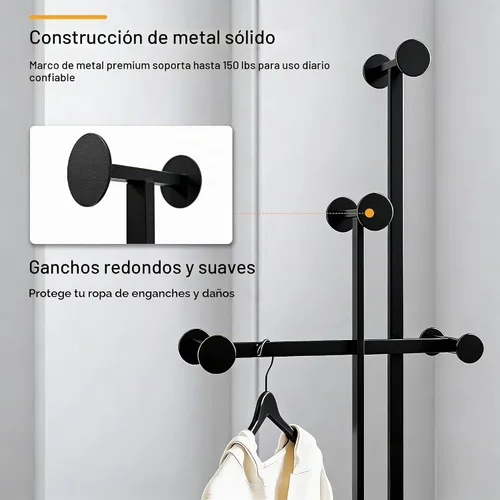 Vista 6 de JIAYUEJU Perchero resistente independiente, perchero de metal con base de mármol, árbol de esquina para entrada, pasillo, dormitorio, oficina, hotel