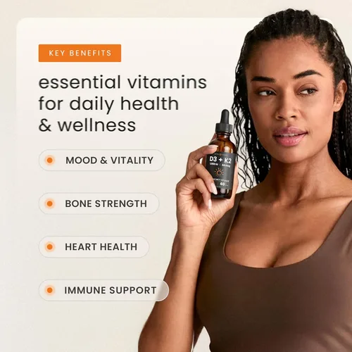 Vista 6 de NutraChamps Gotas de vitamina D3 K2, vitamina líquida D3 5000 UI y K2 D3 con MK7, gotas de vitamina D para niños, huesos, salud cardíaca e