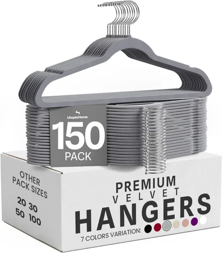 Vista 19 de Utopia Home - Perchas de terciopelo, color negro, paquete de 20 Luxury Non-Slip Slim Pant & Coat Hangers Strong Space-Saving Clothes Hangers