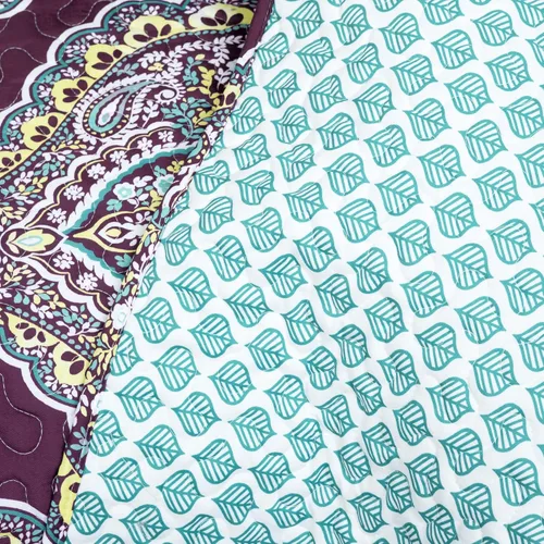 Vista 3 de Lush Decor Harley - Juego de edredón de 5 piezas, matrimonial/queen, morado y turquesa