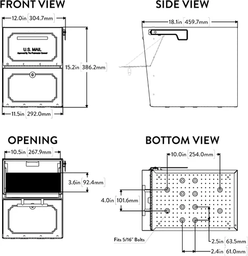 Vista 10 de Architectural Mailboxes Oasis TriBolt - Buzón de buzón con bloqueo de montaje, color negro, XL Galvanized steel build for outside with a
