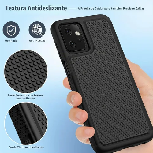 Vista 5 de FNTCASE Funda para Moto G 5G 2023/G Power 5G 2023: doble capa Negro
