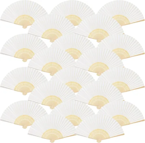 Vista 12 de FEPITO 20 abanicos plegables de papel de mano con bambú para regalo de boda, fiesta, hogar, multicolor