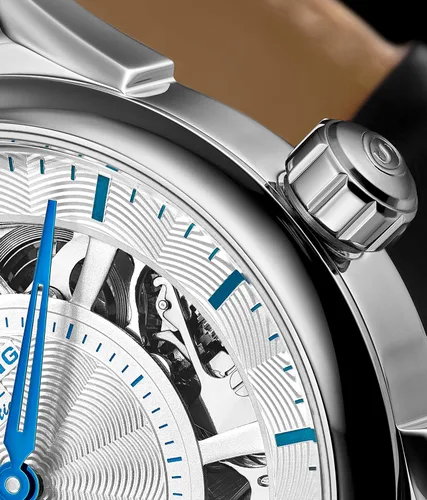 Vista 5 de Stuhrling - Reloj de vestir automático para hombre de acero inoxidable con movimiento mecánico automático de esqueleto, subesfera de hora de duelo e