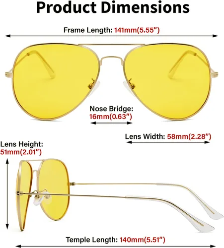 Vista 2 de Gafas de visión nocturna, antirreflejos, polarizadas, para aviador, conducción nocturna, para hombres y mujeres, Marco dorado