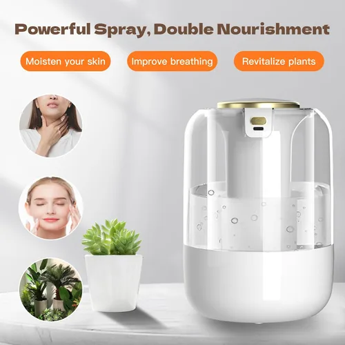 Vista 5 de Humidificador de aire para dormitorio, humidificador silencioso de niebla fría de 2 litros para plantas, dormitorio, oficina, hogar, coche