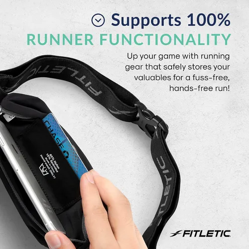 Vista 7 de Fitletic Riñonera Active Lifestyle y mini cinturón deportivo para correr para hombres y mujeres, ligero, de perfil bajo, bolsa de licra expandible