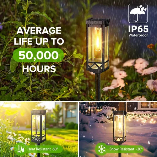 Vista 3 de KOOPER Taller Solar Pathway Lights Outdoor, 2 Pack Upgraded Brighter Solar Garden Lights Solar Powered, Up To 15 Hours Outdoor Solar Lights for Yard